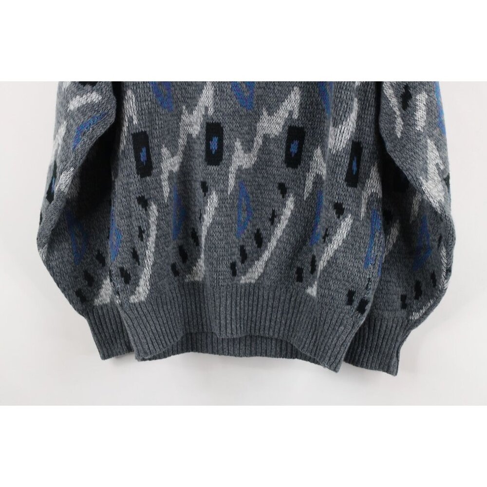 Vintage 90s Coogi Style Womens Large Abstract Geometric Knit Grandma Sweater - Picture 8 of 8